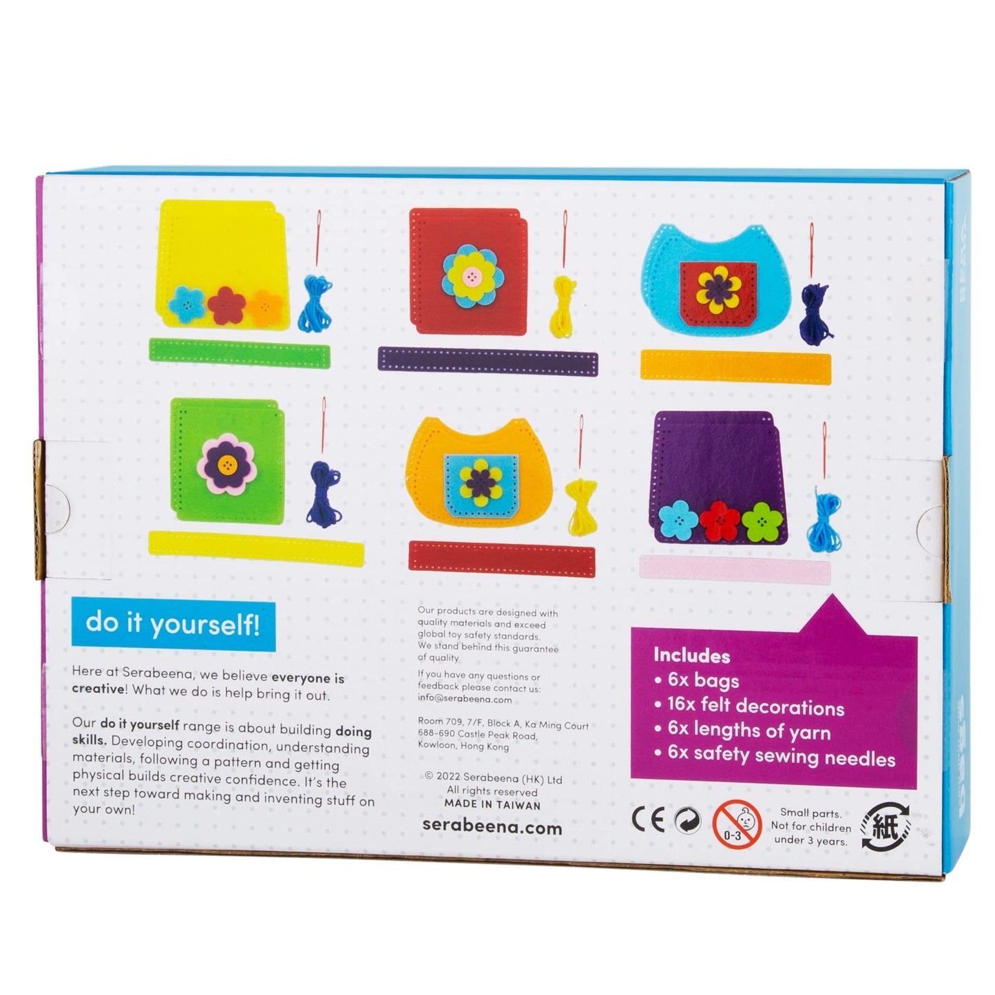 Serabeena Sewing Kit for Kids - Sew Your Own Felt Bags with Handles | Beginner Craft Kit Ages 6-8 | 6 Screen-Free No-Mess DIY Sewing Projects & Accessories