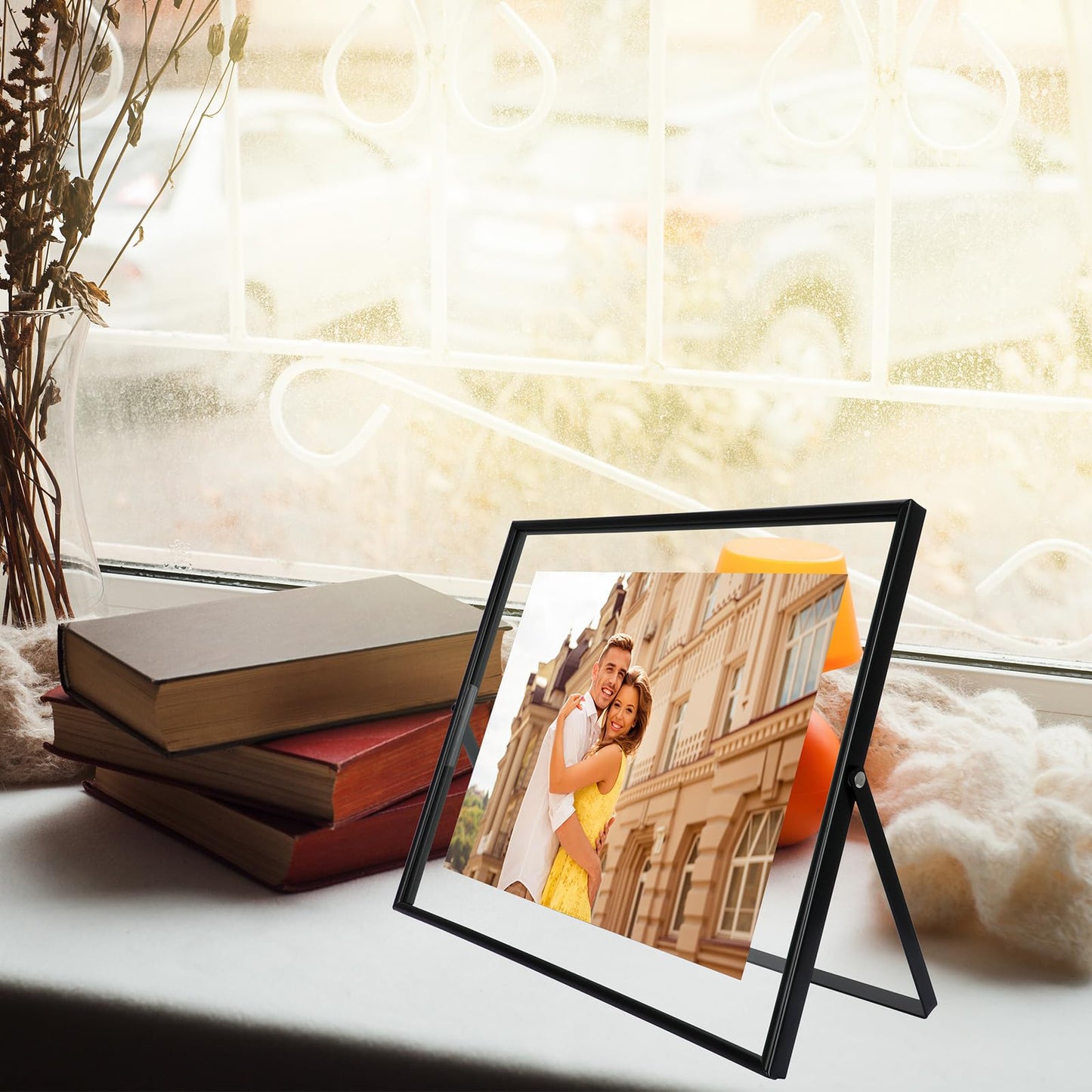 AhaGo Black Floating Frame, 8“x10”,Horizontal, For Picture 7x9, 6x8, 5x7, Tabletop Shelf Photo Frame, Classy For Father, Mother or Kids, For Wedding or Birthday