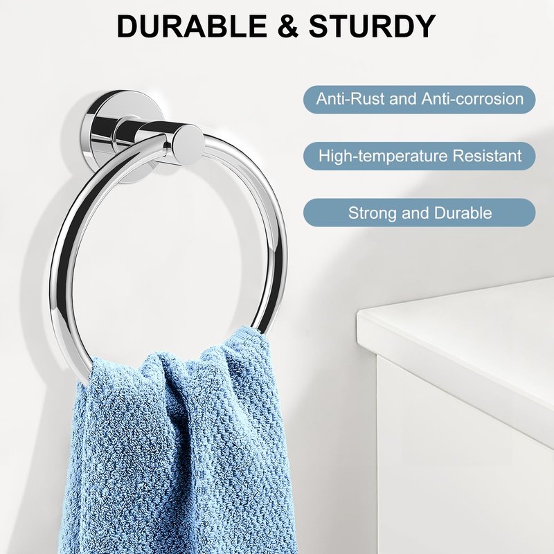 SetSail Towel Holder for Bathroom Wall Stainless Steel Hand Towel Ring Heavy Duty Towel Hanger for Bathroom, Mirror Silver