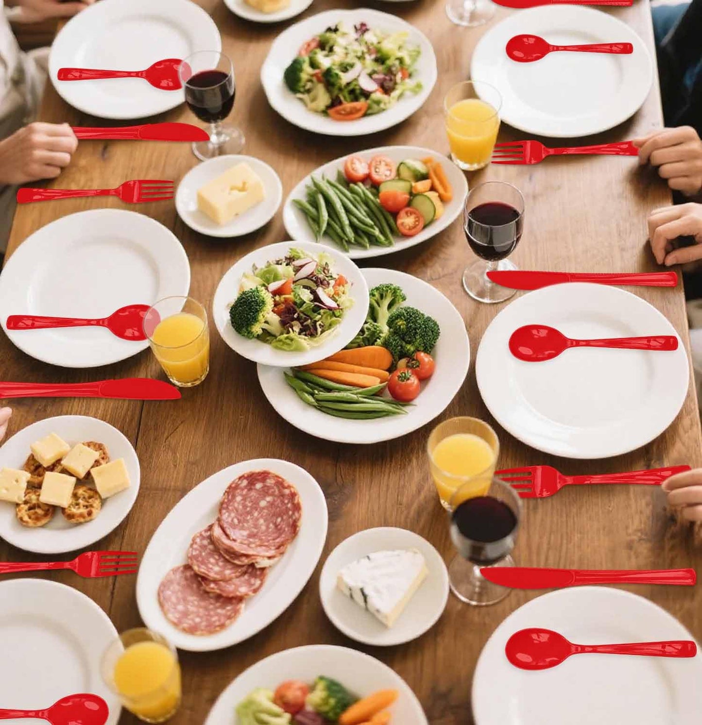 SietDESEO 25 PCS Red Plastic Spoons Disposable Utensils Heavy Duty Red Spoons Disposable Cutlery for Birthday Wedding Baby Shower Bridal Shower Plastic Silverware