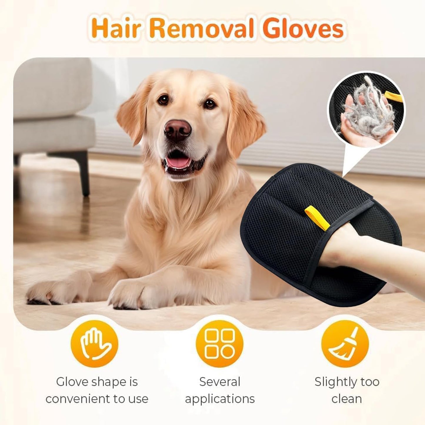 RWSEFK Pet Hair Removal Glove for Cats & Dogs, Efficient Grooming Gloves for Pet Hair, Cat Grooming Gloves for Hair Removal,Reusable Cat & Dog Hair Remover for Couch, Furniture, Carpet, Curtain(2Pcs)