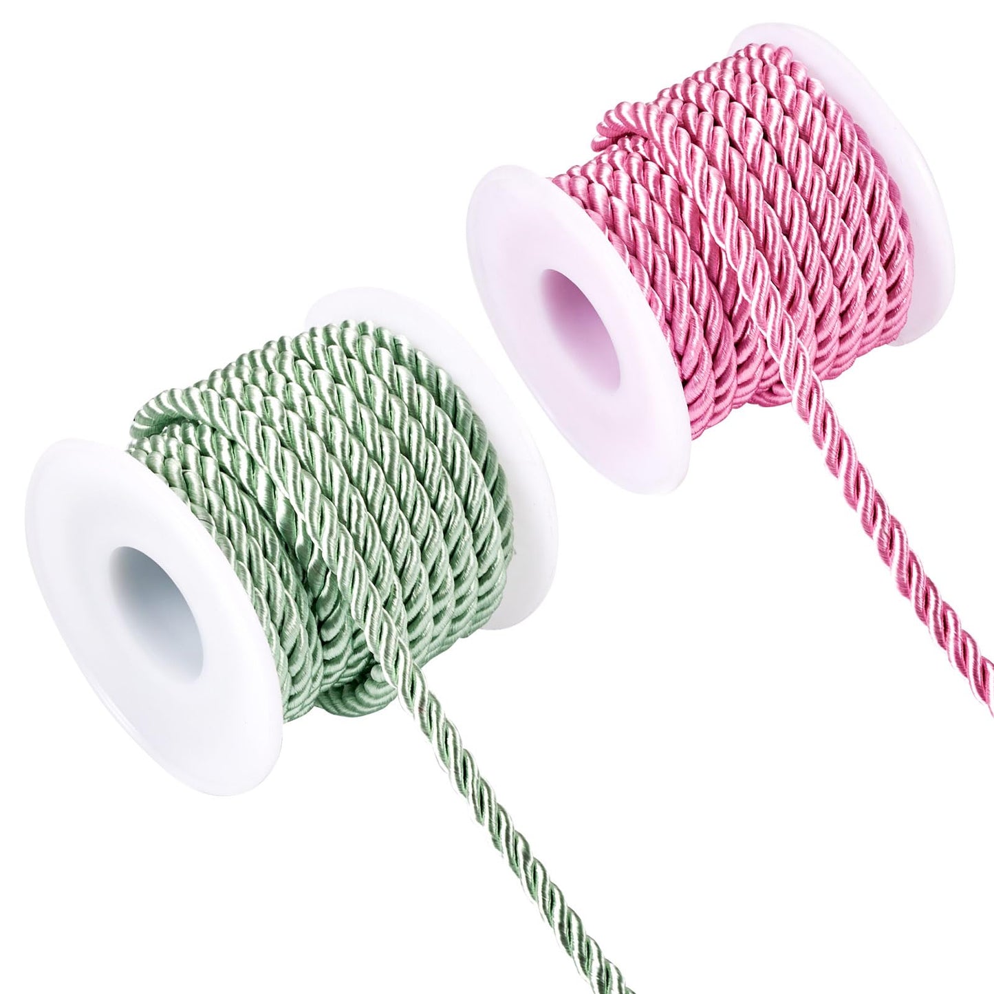 Bestewelry 8.74 Yard 5mm Polyester Twine Cord Pink Green Decorative Twisted Cord Shiny Silk Ropes for Christmas Party Home Decor Bag Drawstrings Costume Curtain Tieback Macrame Bracelet