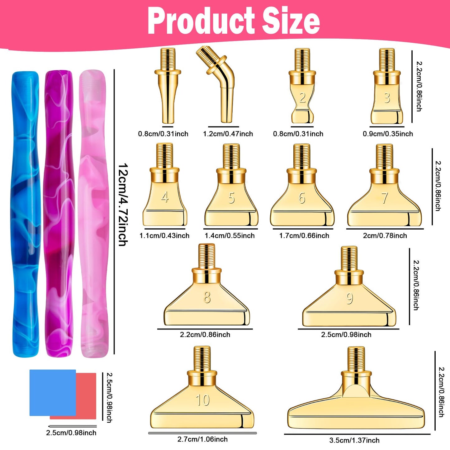Sttargxing 28 PCS Diamond Painting Pen Kit,13PCS Stainless Steel Tips with 12 Clay, Multi Placer Tips 5D Diamond Painting Accessories, Diamond Painting Pen Replacement for DIY Craft(Gold)