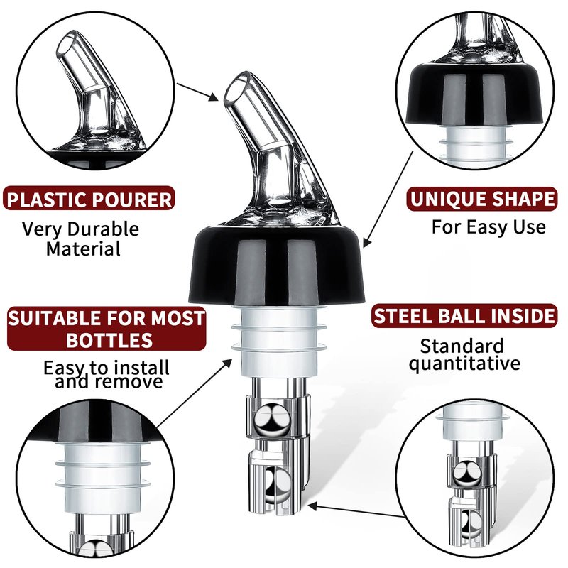 SuproBarware Automatic Measured Bottle Pourer Liquor Bottle Pourer Quick Shot Dispenser 1oz Liquor Pour Spout for Alcohol,Wine,Spirits, Home Bar Kitchen Tools 50 Pack