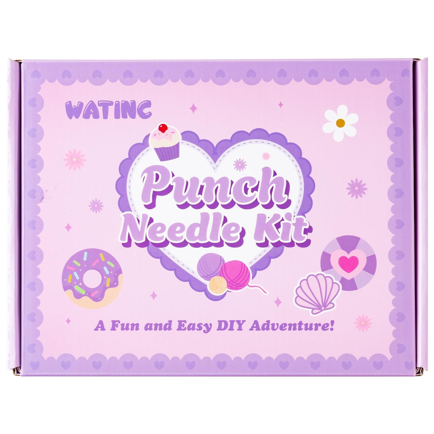 WATINC Christmas Punch Needle Coaster Kits - 23Pcs Easy Art Work Decor Craft Supply for Beginners, DIY Set of 6 Pattern Tufted Pads with Adhesive Felt Yarns Tools Instruction Customized Boxes (Purple)