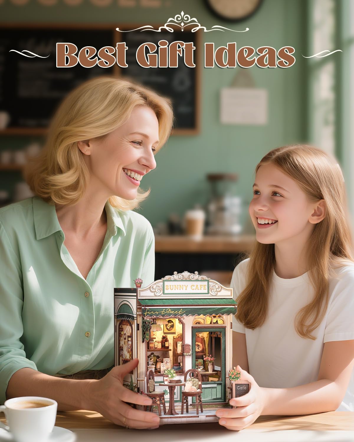 Endless Limit Book Nook Kit, DIY Miniature House Kits for Adult and Teens, Dollhouse Tiny Booknook Garden House Bookshelf, DIY Craft Gifts for Family and Friends(Sunny Cafe)