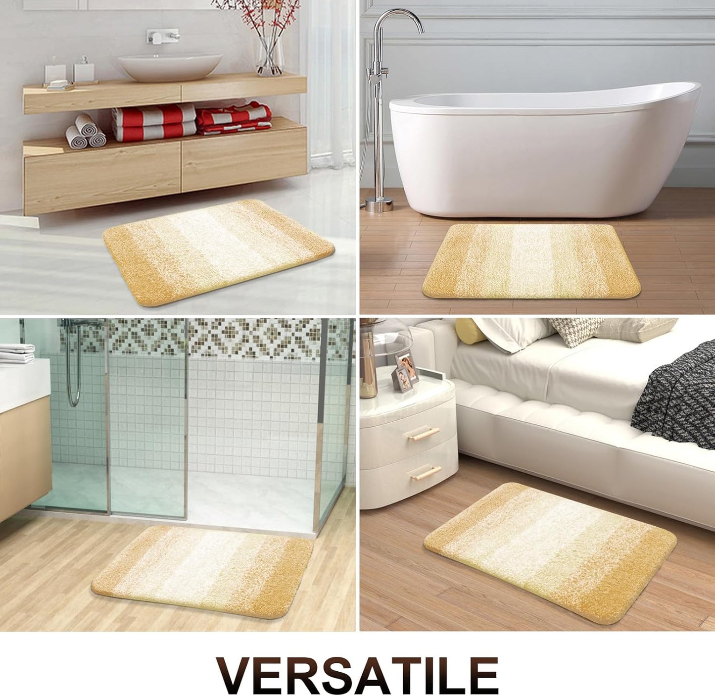 OLANLY Large Bath Rug Mat - Extra Soft Microfiber, Quick-Dry & Washable | 40x24 Inches, Light Yellow