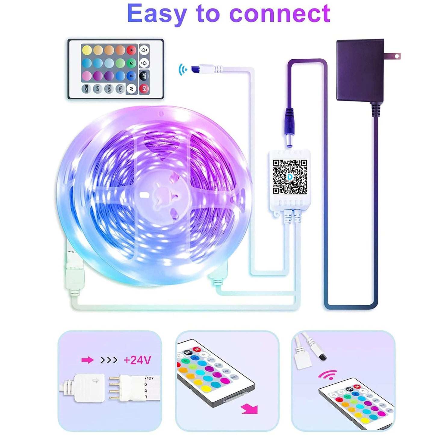 GUPUP Smart WiFi LED Strip Lights 50ft, Compatible with Alexa & Google Assistant, Color Changing, Music Sync, Voice Control, App & Remote Controlled Indoor Lighting for Bedroom, Party, Home