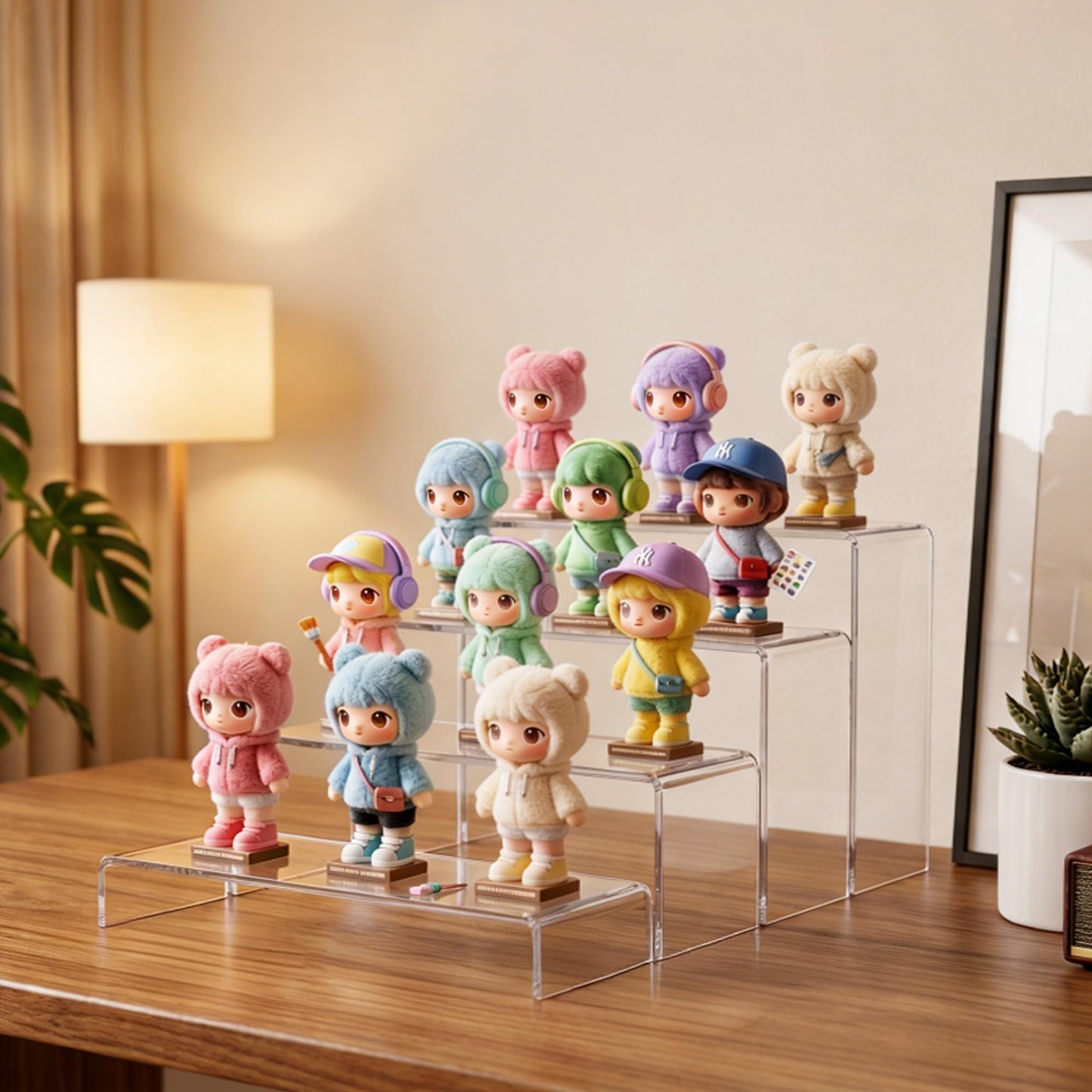 ZXQIRAX Acrylic Display Risers 8 Pcs - Clear Acrylic Shelves & Display Stand, Rectangular Risers for Cupcake, Retail & Desktop, 4 Sizes (7", 8", 9")