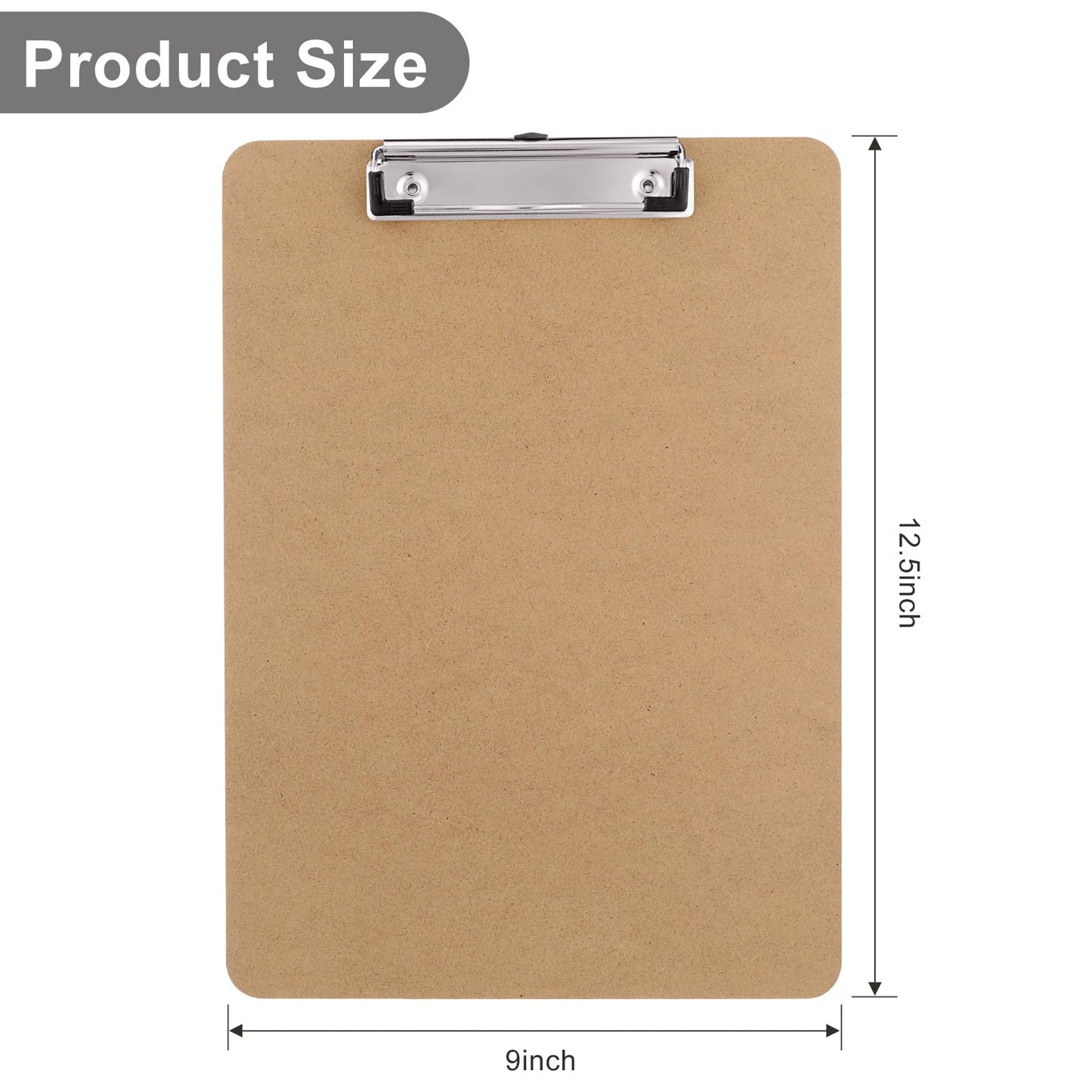Macroclo Wood Clipboards Set of 2, Letter Size Hardboard Clip Board 8.5x11 for Classroom, Students, Kid, A4 Standard Size 9" x 12.5" with Low Profile Clip, Office & School Supply
