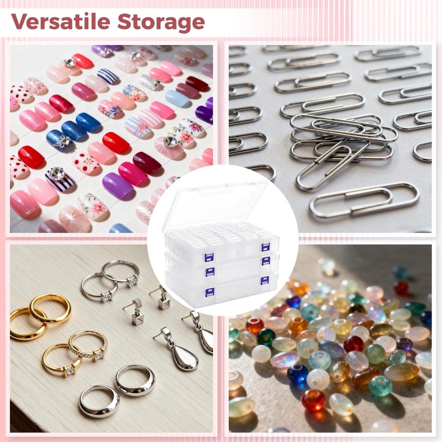 yeesport 138 Pcs Plastic Bead Storage Containers, Includes 135 Small Storage Boxes and 3 Large Organizer Cases, Clear Containers with Hinged Lids for Jewelry, Crafts, Small Items, Parts