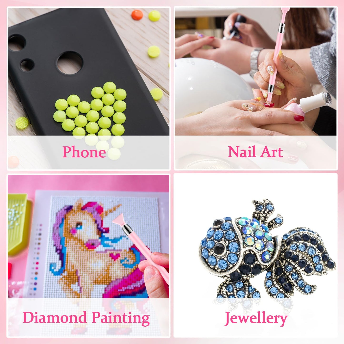 Jutom 2 Pcs Diamond Painting Pen with 40 Pcs Diamond Painting Wax Pen Replacement Wax Glue Accessories Tool Quickly Pick up Beads Gems for DIY Art (Multiple Heads)