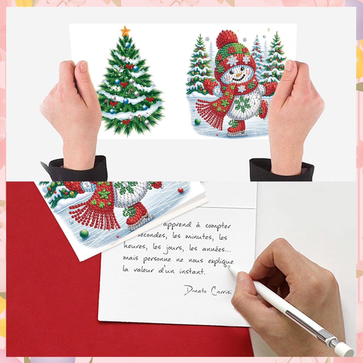 MVVMTOP 8pcs Christmas Diamond Painting Greeting Cards Christmas snowman & penguin, for Blessings and Wishes, Special Shape Crystal Partial Mosaic Making Craft, Paper Material, DIY Gifts for Holiday