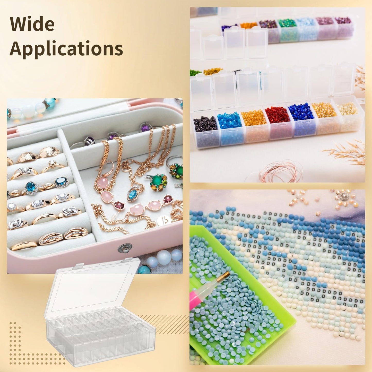 120Pcs Bead Organizer Box, Small Clear Plastic Bead Storage Containers, 4 Craft Storage Boxes with Hinged Lid, 336 Labels, Mini Box for Jewelry Making Bracelets Beading Nails Screws Seeds Small Parts