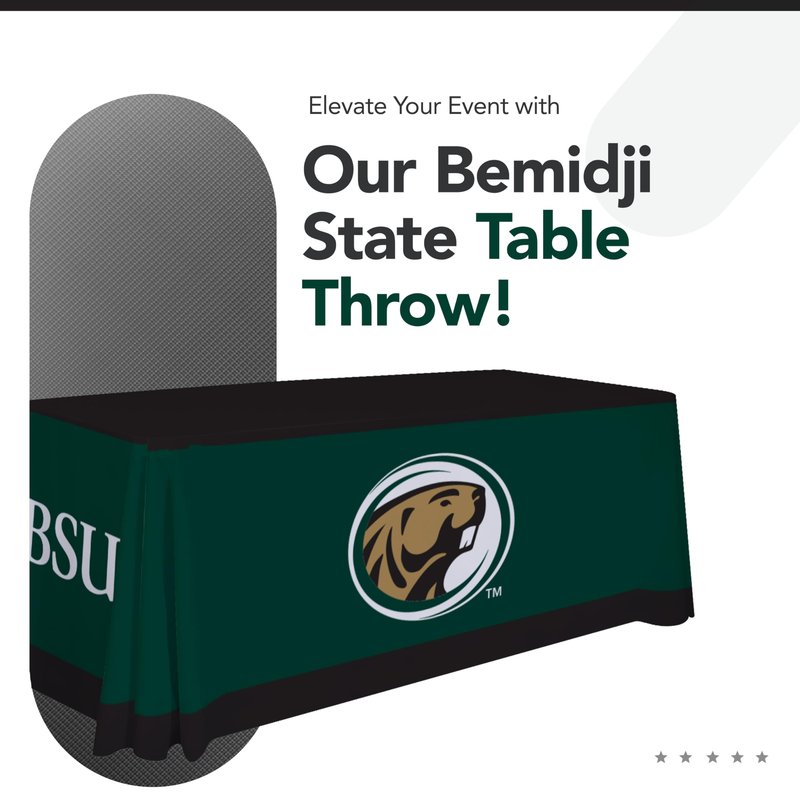 Victory Corps Bemidji State Beavers College Sports Printed Table Throw - NCAA Licensed - Polyester - School Tablecloth (Green, Black) (6' Draped)