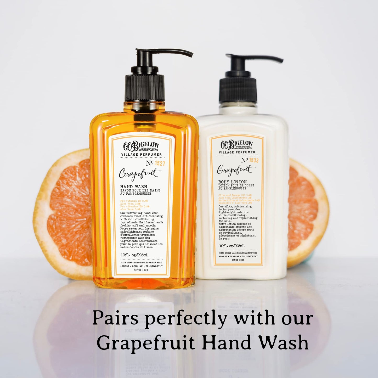 C.O. Bigelow Grapefruit Apothecary Duo Hand Care Gift Set, Hand Wash & Body Lotion, Liquid Soap & Moisturizing Lotion, Set of 2, 10 Fl Oz