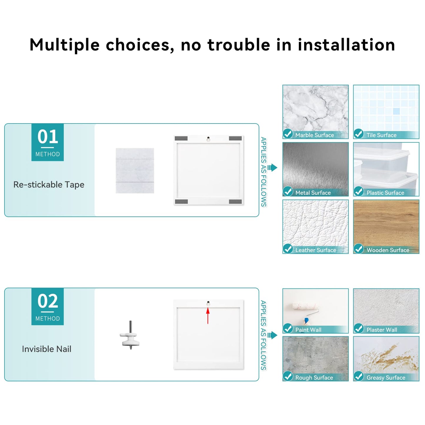 Happy Reunion 8x8 Picture Tiles | Mix Tiles Picture Frames Stick on Wall | Photo Tiles Peel and Stick Picture Frames as Gallery Wall Frame Set (White - 9 Pcs)