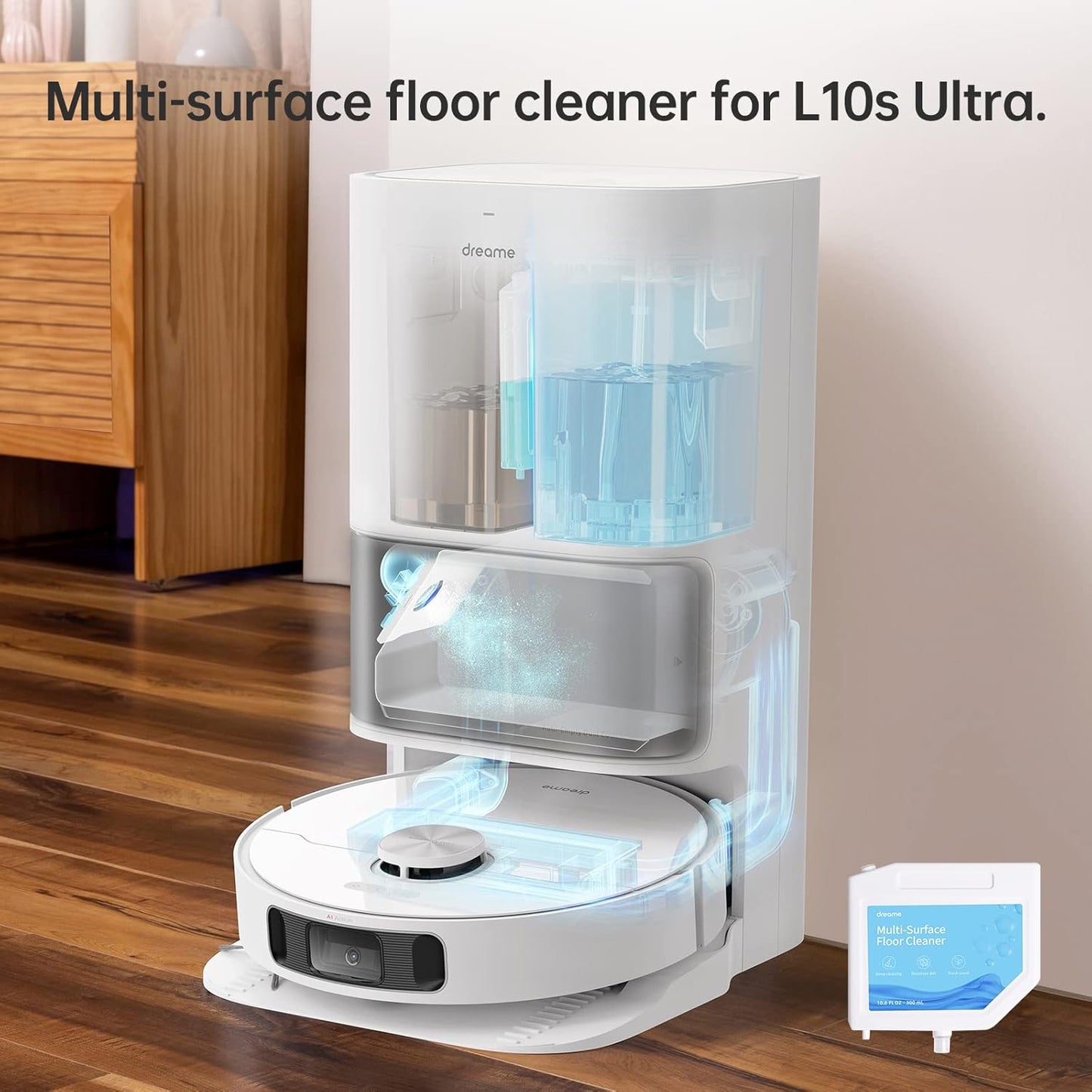 dreame Multi-Surface Floor Cleaning Solution, Compatible with L10s Ultra Robot Vacuum (10.14 Fl Oz)