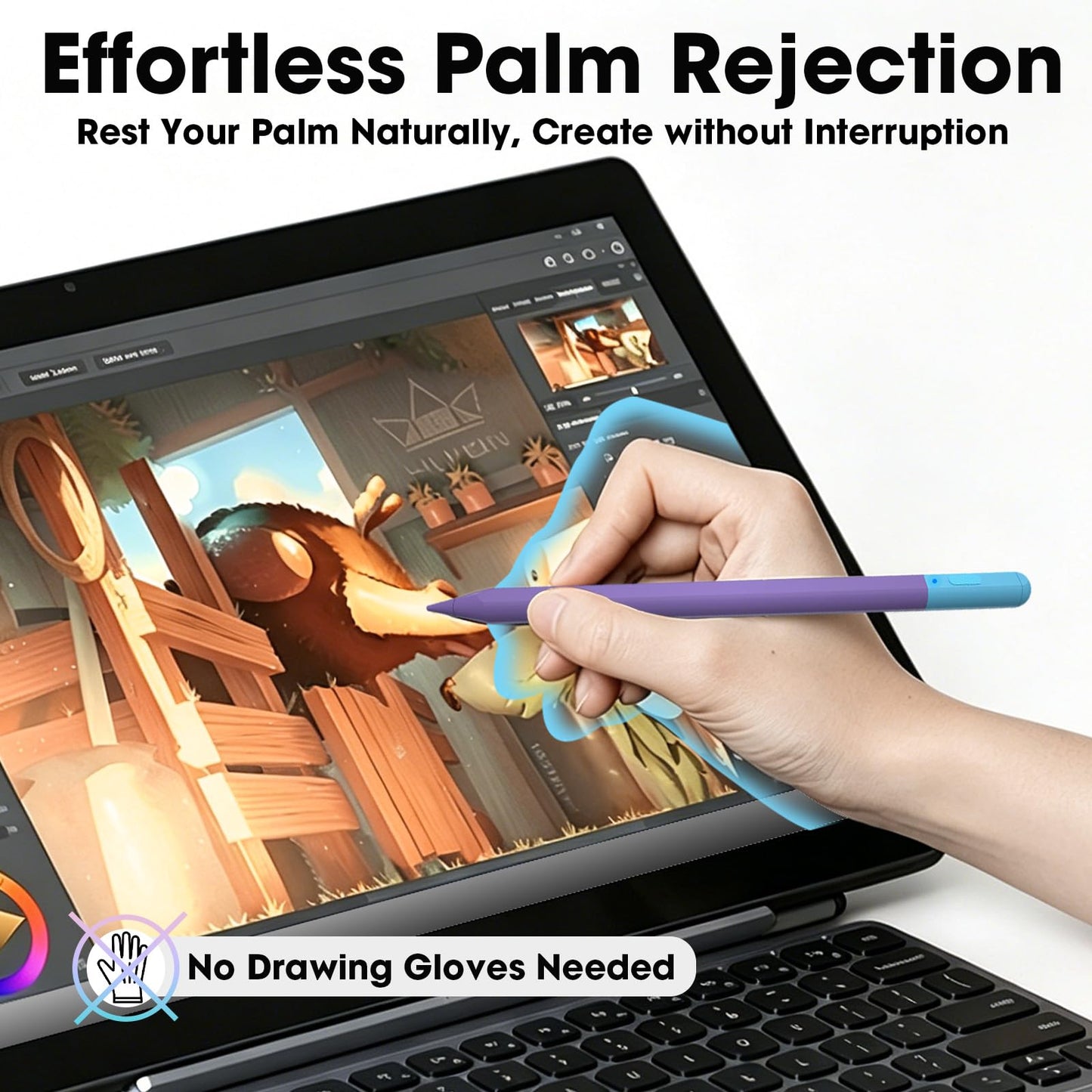 Stylus Pen for iPad 6th-11th Gen - 4X USB-C Fast Charge Pencil with 4 Replacement Nibs &0.1mm Pixel Precision, Magnetic Active Stylus for iPad Pro 11"/13"/M5/M4, Air M4/M3/M2, Mini 7/6/5, Purple