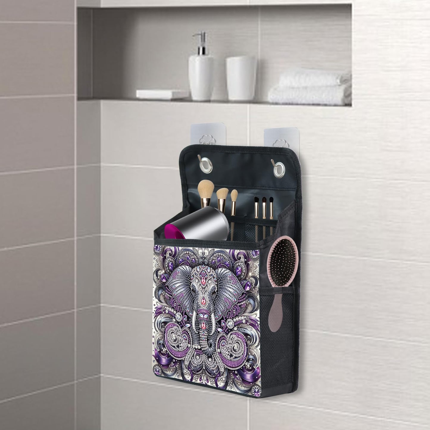 Diamond Painting Storage Organizer Kit with Beautiful Pattern Design Round and Special Shape Diamond Art Kit,Door Hanging Holder Suitable for Storing Small Items, Foldable Wall Pouch Without Hooks