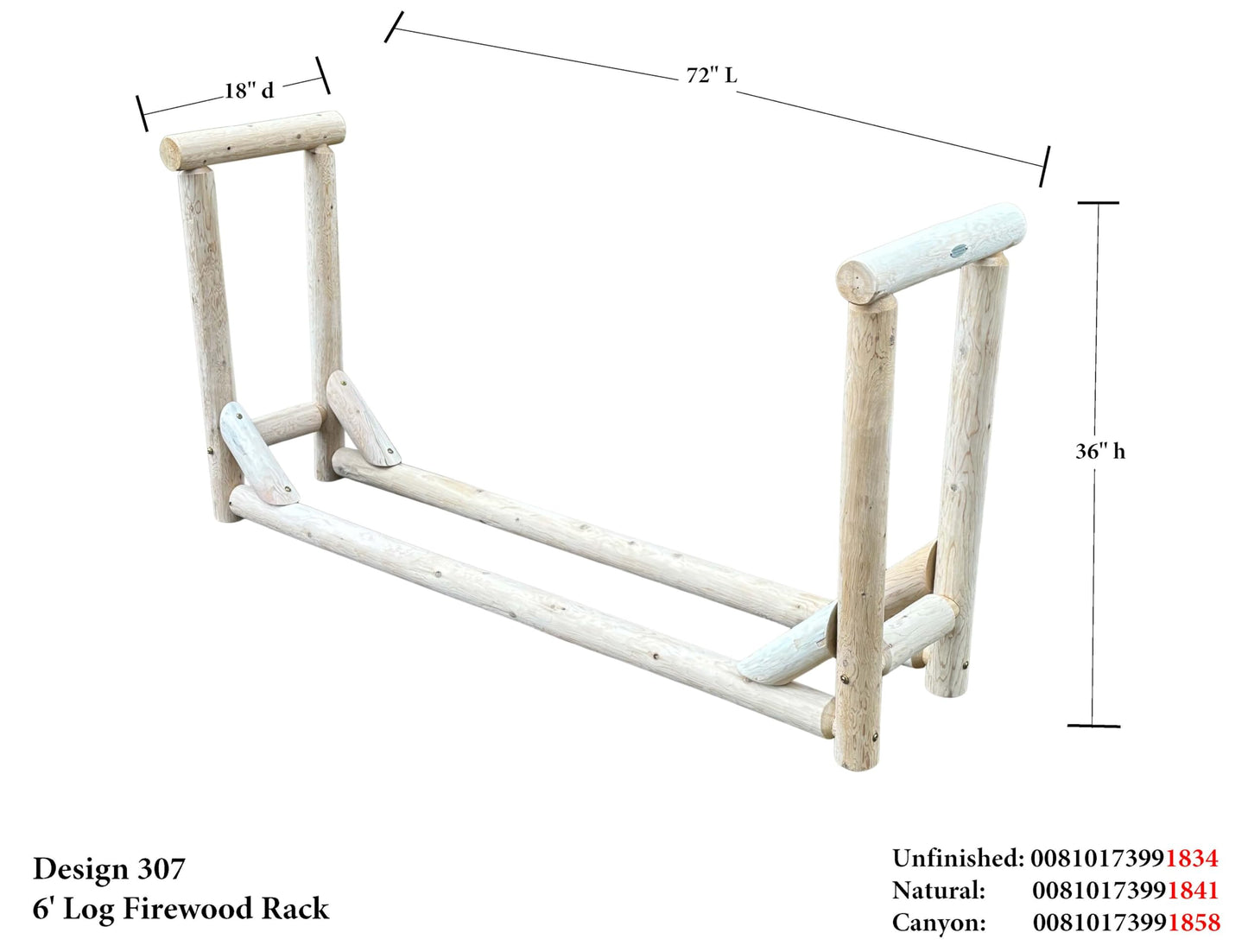 Heavy-Duty Firewood Rack for Outdoor Wood Storage – 6 ft. Unfinished Firewood Rack Outdoor Log Holder – Fire Wood Storage Racks, Keeps Woods Dry, Neat & Ready for Fireplace, Porch & Backyard Use
