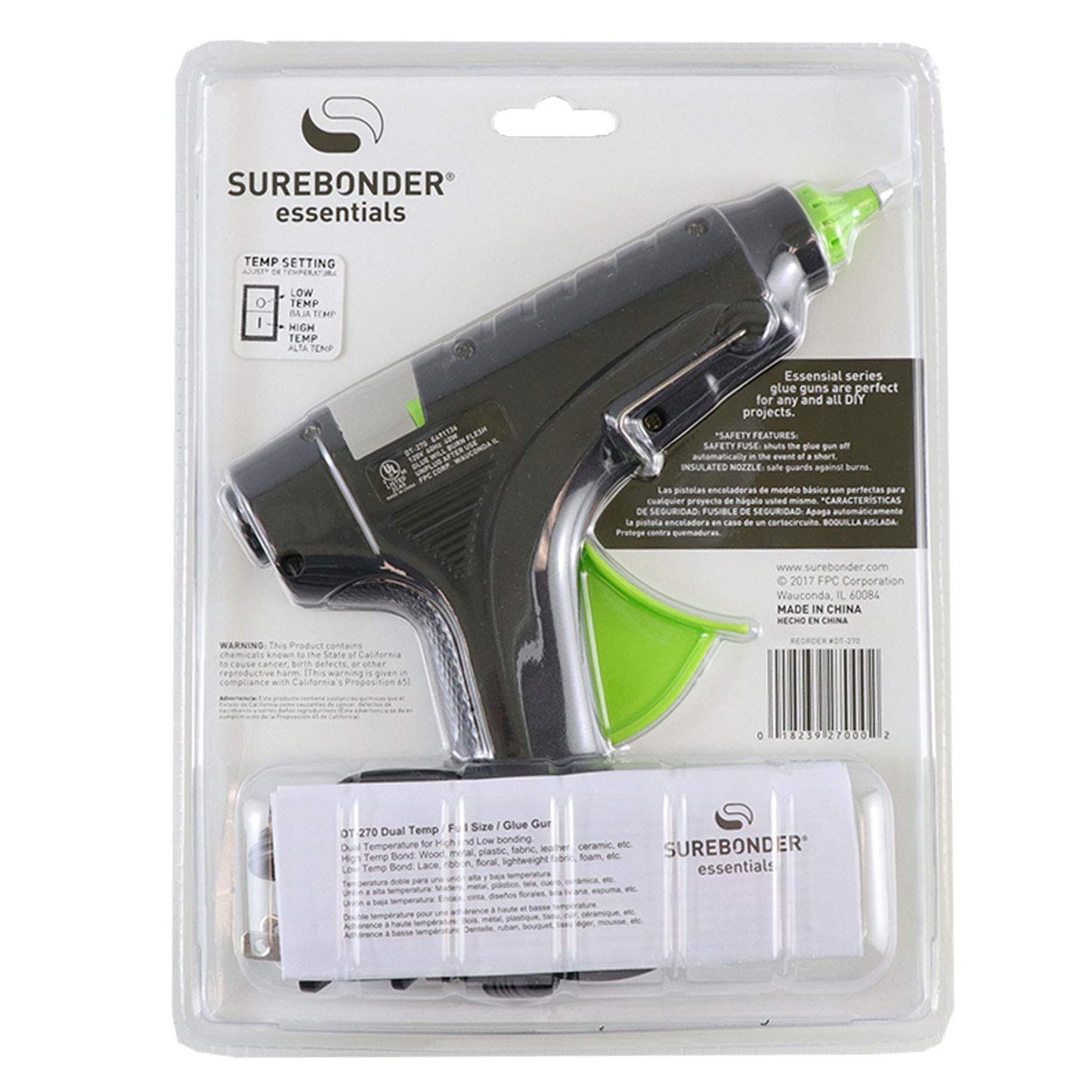 Surebonder Hot Glue Gun Full Size, Dual Temperature 40W Glue Gun for DIY, Craft, & Home Repair, Uses 7/16" Glue Sticks, Black