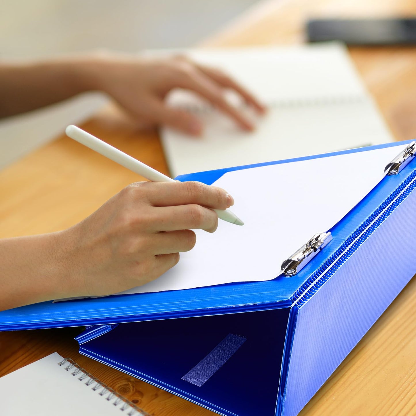 Nuanchu 1 Pcs Folding Slant Board for Writing 14 x 12 Inch Large Slanted Clipboard Adjustable Tilted Writing Boards Sloped Surface to Improve Handwriting Legibility Endurance (Blue)