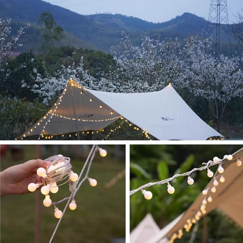 LOFTOLMEA Battery Operated & USB Powered 2 in 1 Globe String Lights, 32.8 FT 80 LEDs Fairy String Lights for Christmas Wedding Party Bedroom Indoor Outdoor, Warm White,10M80