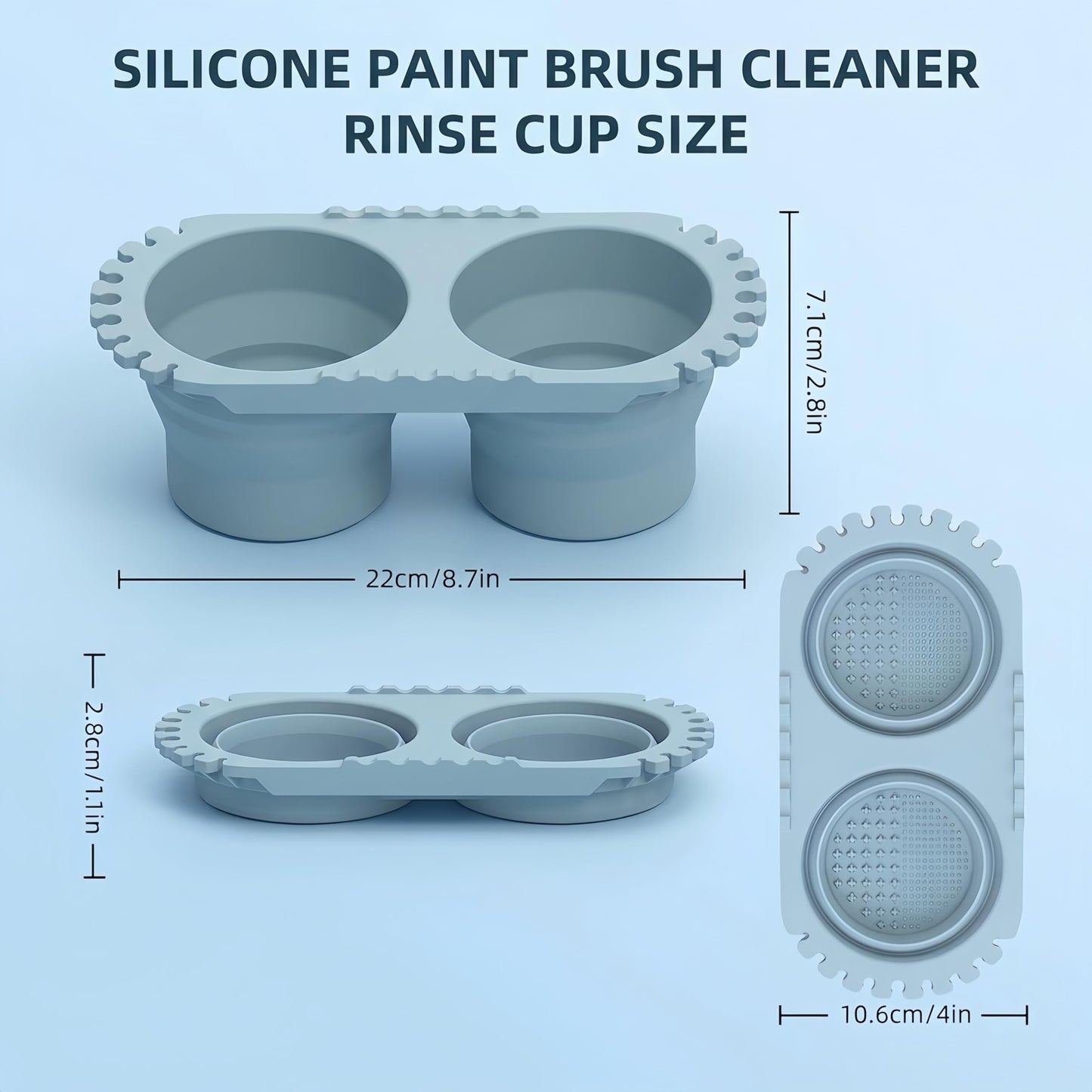Foldable Silicone Paint Brush Cleaner Cup, Portable Brush Cleaning Rinse Cup with Dual Cleaning Compartments and Brush Holder, for Water-Based Paints, Suitable for Art Students, Plein Air Painters