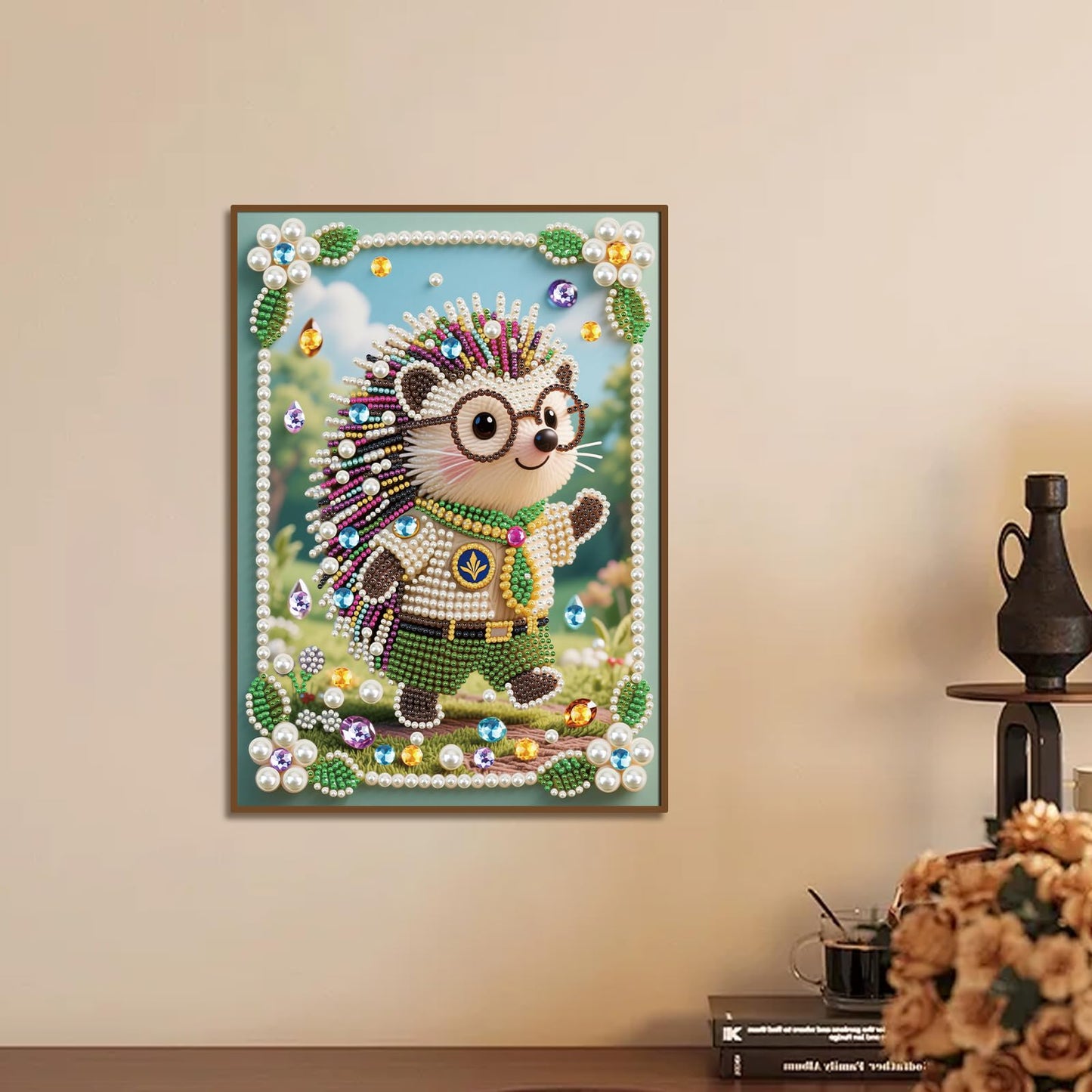 WSLWXSHM Pearl Diamond Painting Kits for Adults Hedgehog, 5D Special Shape Diamond Art Kits for Beginners, Crystal Rhinestones Diamond Painting for Home Wall Decoration Gift 12×16inch/30×40cm Animal