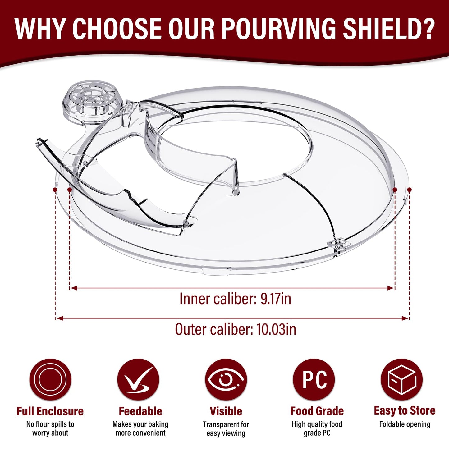 Pouring Shield for KitchenAid Stand Mixers Bowl Lift 6-7 QT Stainless Steel (Only),Safety Pouring Shield,Splatter Guard for Kitchen aid Mixer Bowl,Kitchen aid Accessories and Attachments