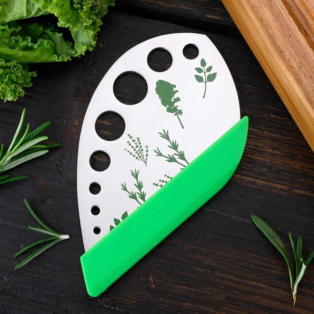 Herb Stripper Cutter Scissors, Stainless Steel Leaf Remover Tool with Protective Holder