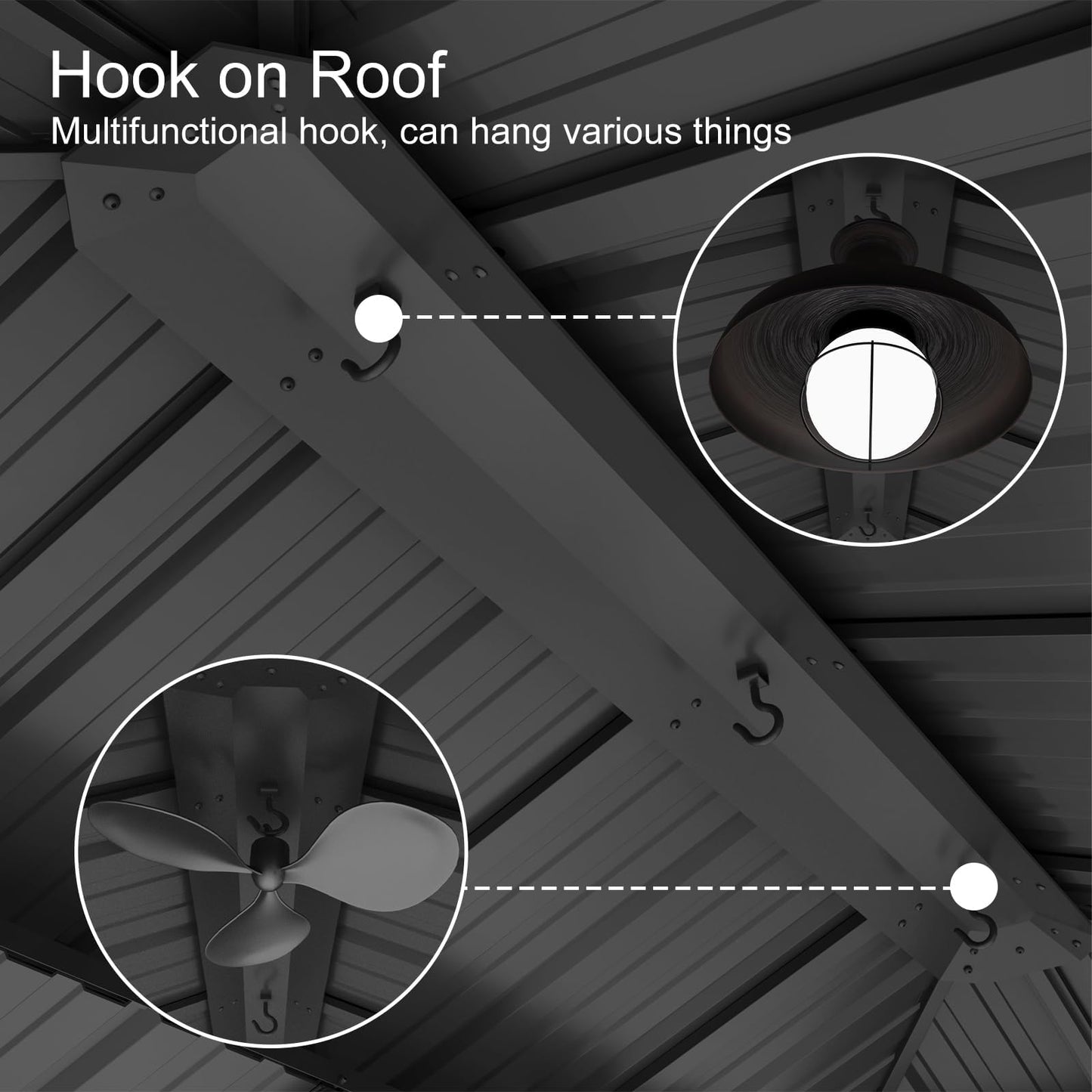 12x20 ft Hardtop Gazebo with Extra Overhang Design, Permanent Aluminum Gazebo with Double Galvanized Steel Roof, Outdoor Pavilion with Mosquito Netting and Privacy Curtains for Patio Backyard Garden