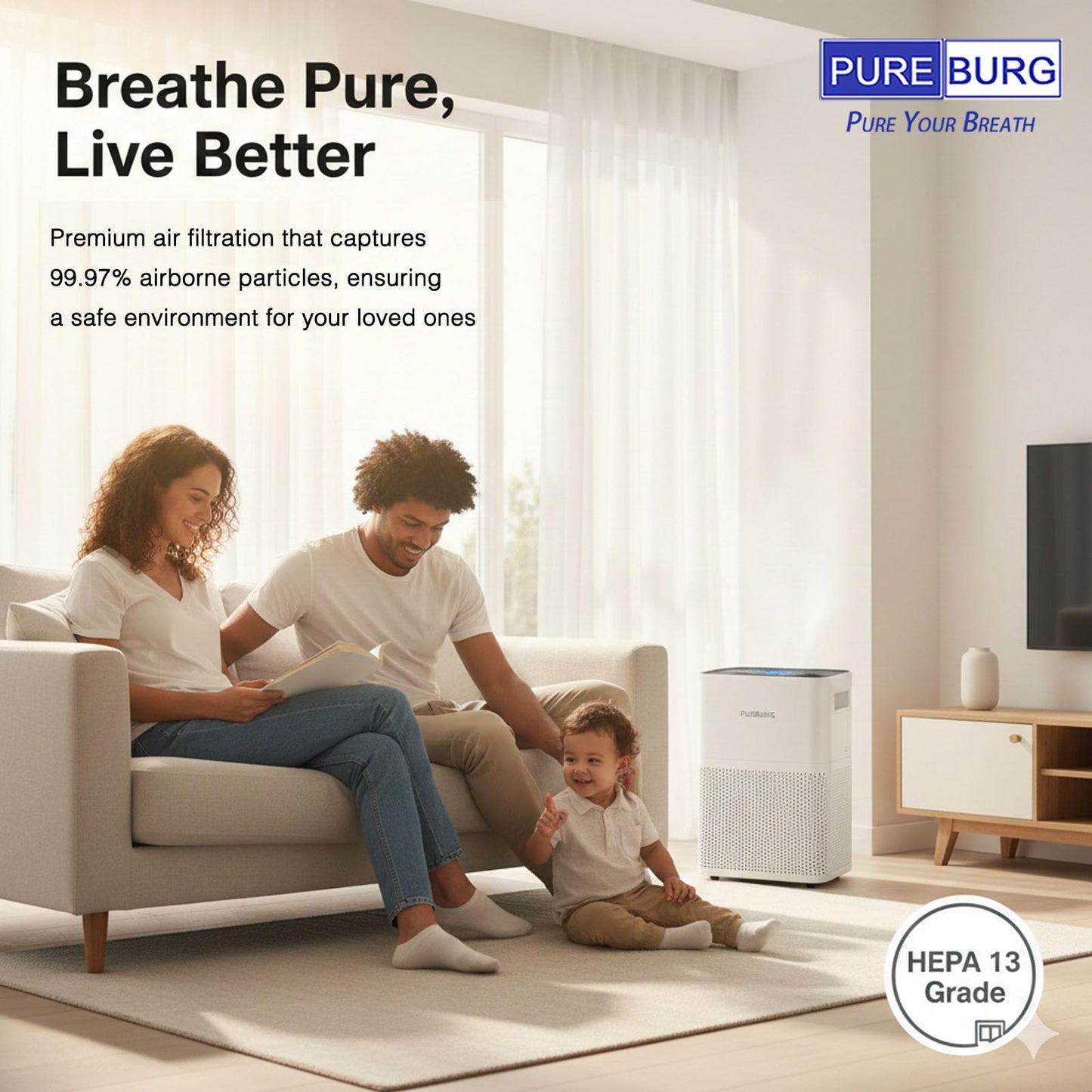 PUREBURG Replacement Pre-Filter Compatible with Molekule Air Purifier, 2-Pack High-efficiency HEPA Activated Carbon 2-in-1 Air Clean Dust VOCs Odor