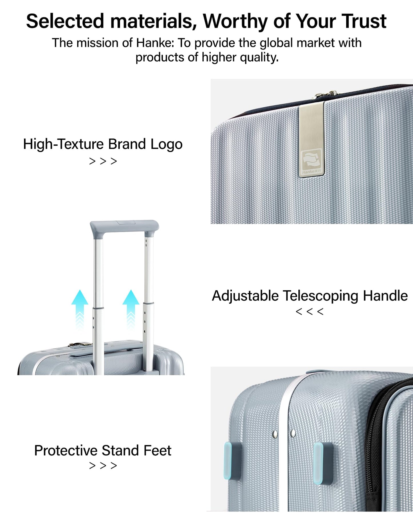 Hanke 26 Inch Large Checked Luggage PC Hard Shell Luggage Top Opening Travel Luggage Suitcases with Wheels for Woman Men.(Grey)