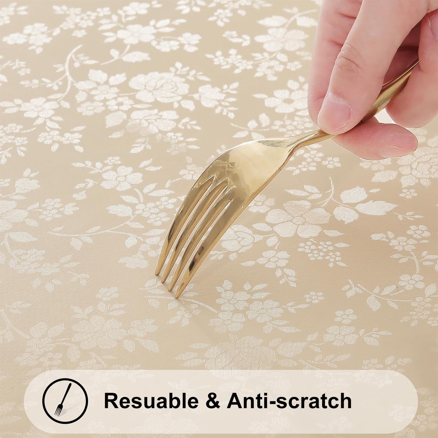 Smiry Rectangle Table Cloth, Waterproof Heavy Duty Vinyl Tablecloths, Wipeable Washable Table Cover for Kitchen and Dining Room (Beige, 60" X 84")