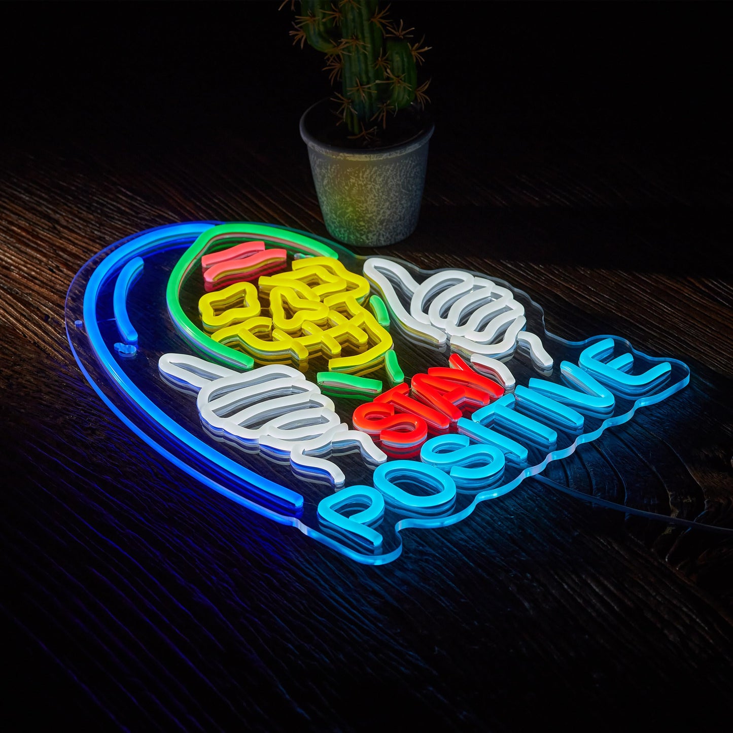 Stay Positive Skull Neon Sign for Wall Décor Dimmable USB LED Neon Light for Home Living Room Bedroom Halloween Decor Gifts