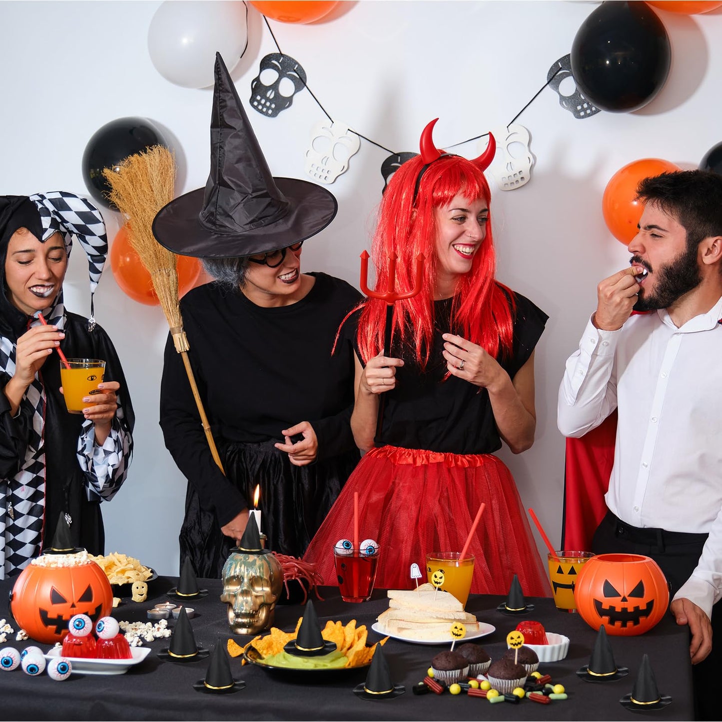Seenelling 24 Pcs Mini Witch Hats for Crafts Small Halloween Plastic Tiny Witch Hats Bulk for Halloween DIY Wizard Party (Black,3 Inch)