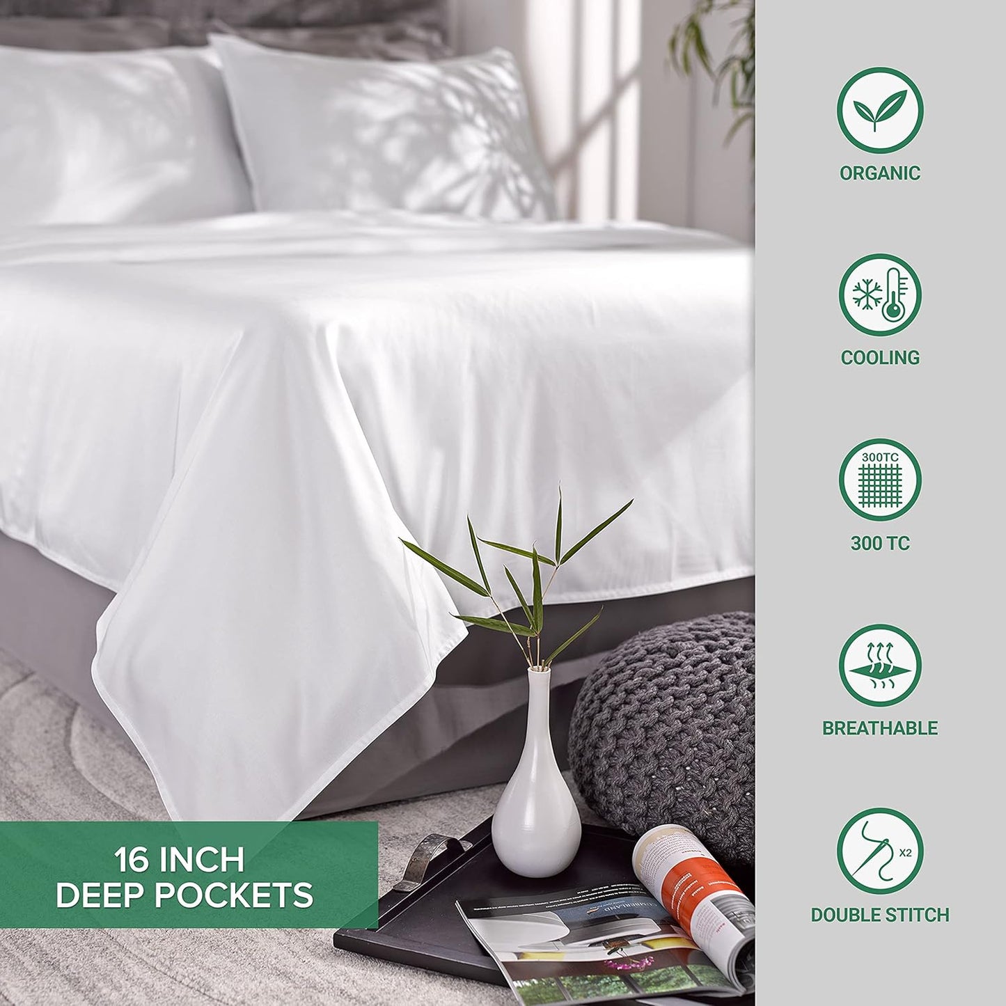 Pure Bamboo Full Bed Sheet Set - Luxuriously Soft & Cooling 100% Organic Viscose | Sterling Blue, 2-Year Quality Promise
