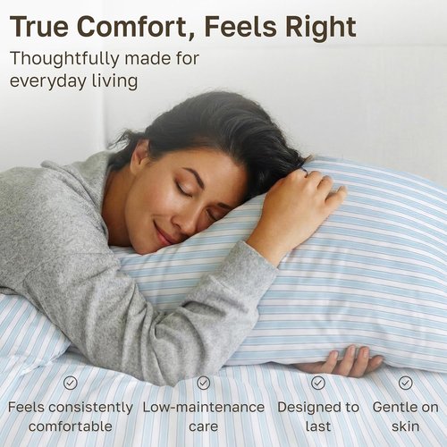 California Design Den Twin XL Cotton Sheets Set - 100% Soft Cotton, 400 Thread Count, Award-Winning Cape Stripe Blue