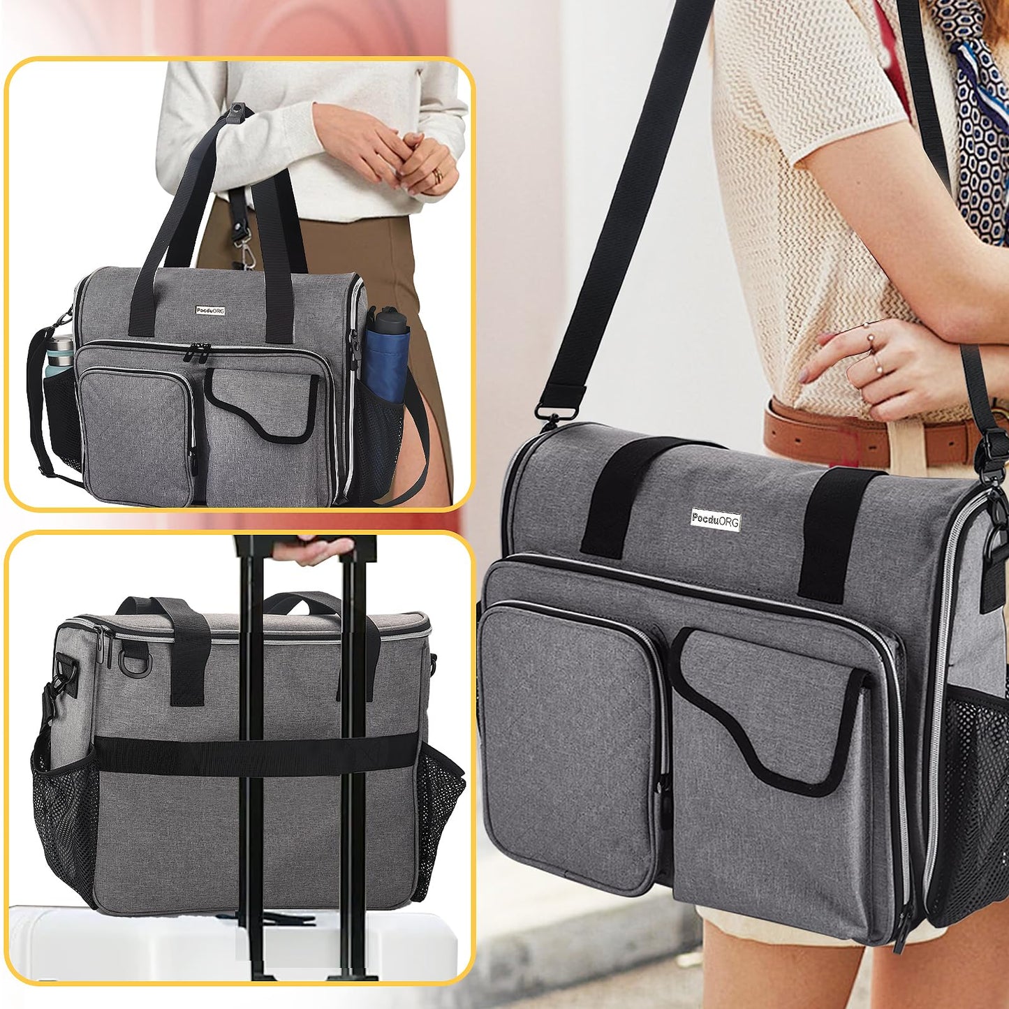 POCDUORG Portable A4 Light Pad Storage Bag for Diamond Painting Accessories, Tote Organizer Case with Multiple Pockets - Compatible with A4 Light Board, Art Supplies & Travel Carrying (Black S)