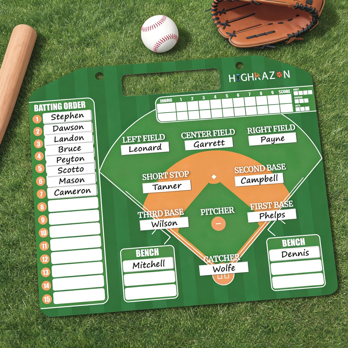 HIGHRAZON Magnetic Baseball Coach Clipboard, Dry Erase Coach Lineup Board, Premium Tactical Baseball Coaching Board with 40 Lineup Cards and Marker, Dugout Display Softball Coaching Accessories