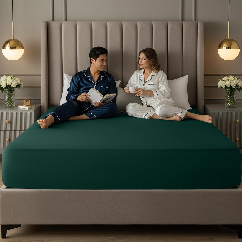 Utopia Bedding Extra Deep Pocket Queen Fitted Sheet, Fits up to 21 Inch Mattress - Hotel Luxury, Soft, Breathable and Comfy - Shrinkage and Fade Resistant - Easy Care (Emerald)