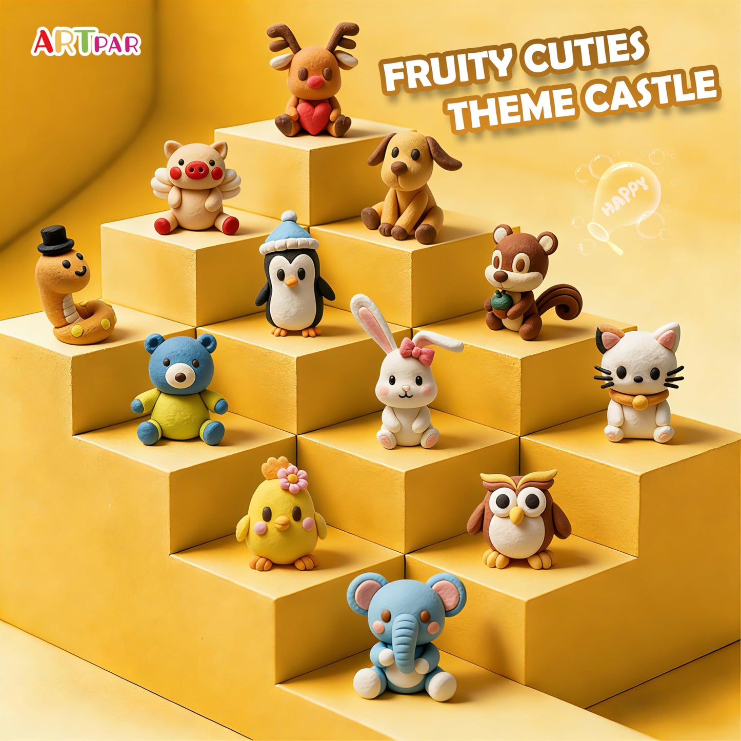 ARTPAR Air Dry Clay Kit for Kids-12 Animals Modeling Magic Clay,DIY Art Crafts Molding Clay Set,Ultra Light & Soft, Safe & Non-Stick with Sculpting Tools & Tutorials, Unique Gifts for Boys & Girls