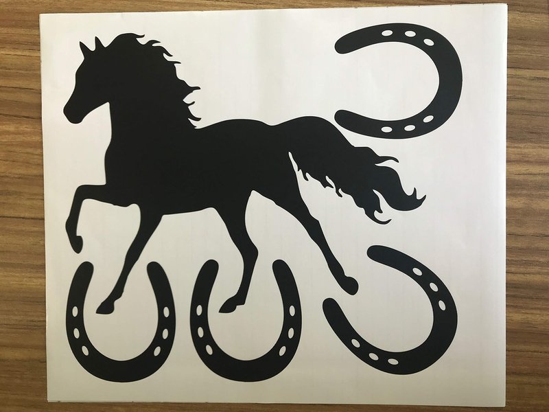 DXLING Horse & Horseshoes Removable Wall Decor Stickers Vinyl Decal Kids Room Boys Bedroom Wall Art Decals DIY Sticker Home Decor D482 (Black)