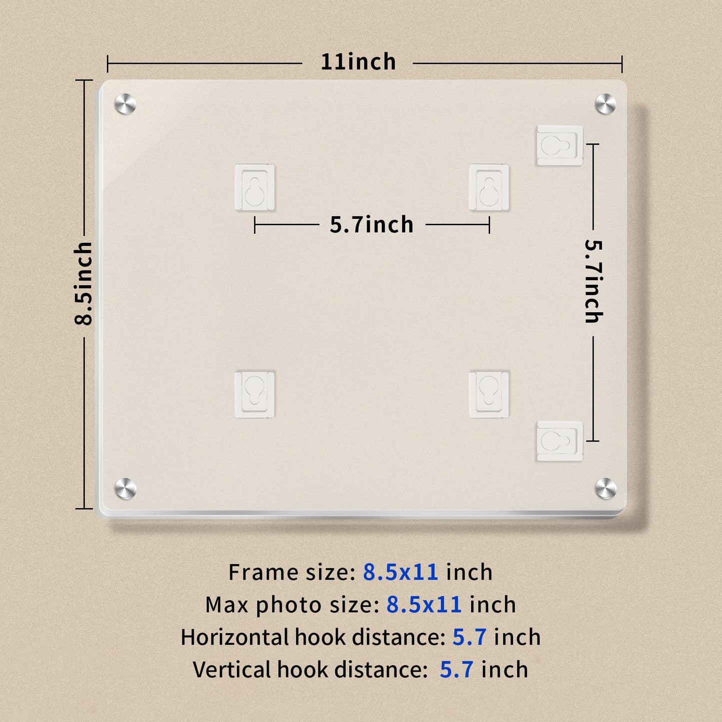 JUOIFIP 2 Pack 8.5x11 Acrylic Floating Picture Frame for Wall Mount, Clear Magnetic Photo Frame for Kids Artwork Changeable,Certificates Documents Frames for Family,Office,Wedding
