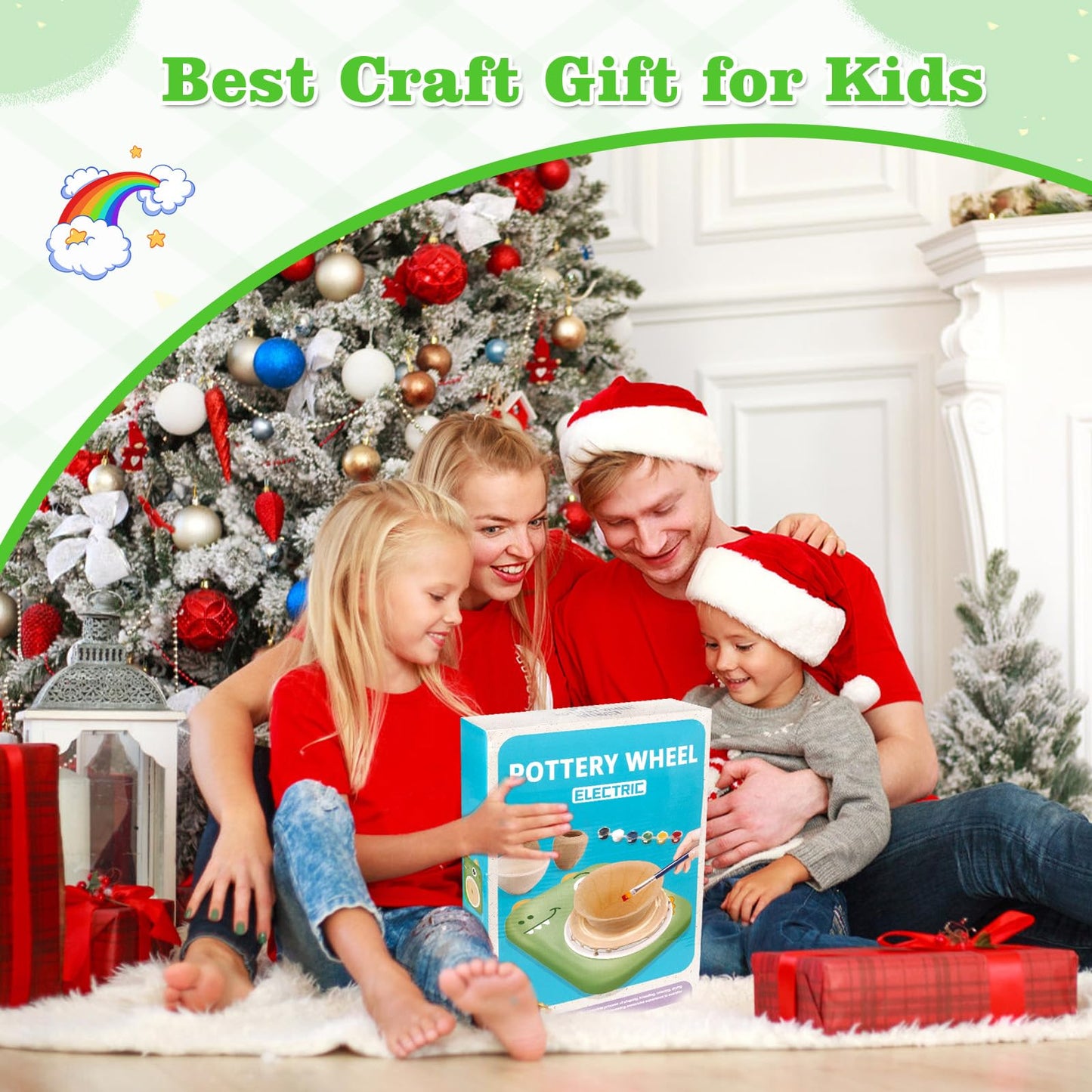 TenLaitech Pottery Wheel for Kids - Arts and Crafts Toys for Kids Ages 8-12 | Complete Pottery Painting Kit with Air Clay Art Supplies for Girls Boys Toys Birthday Gift for 6 7 8 9 10 11