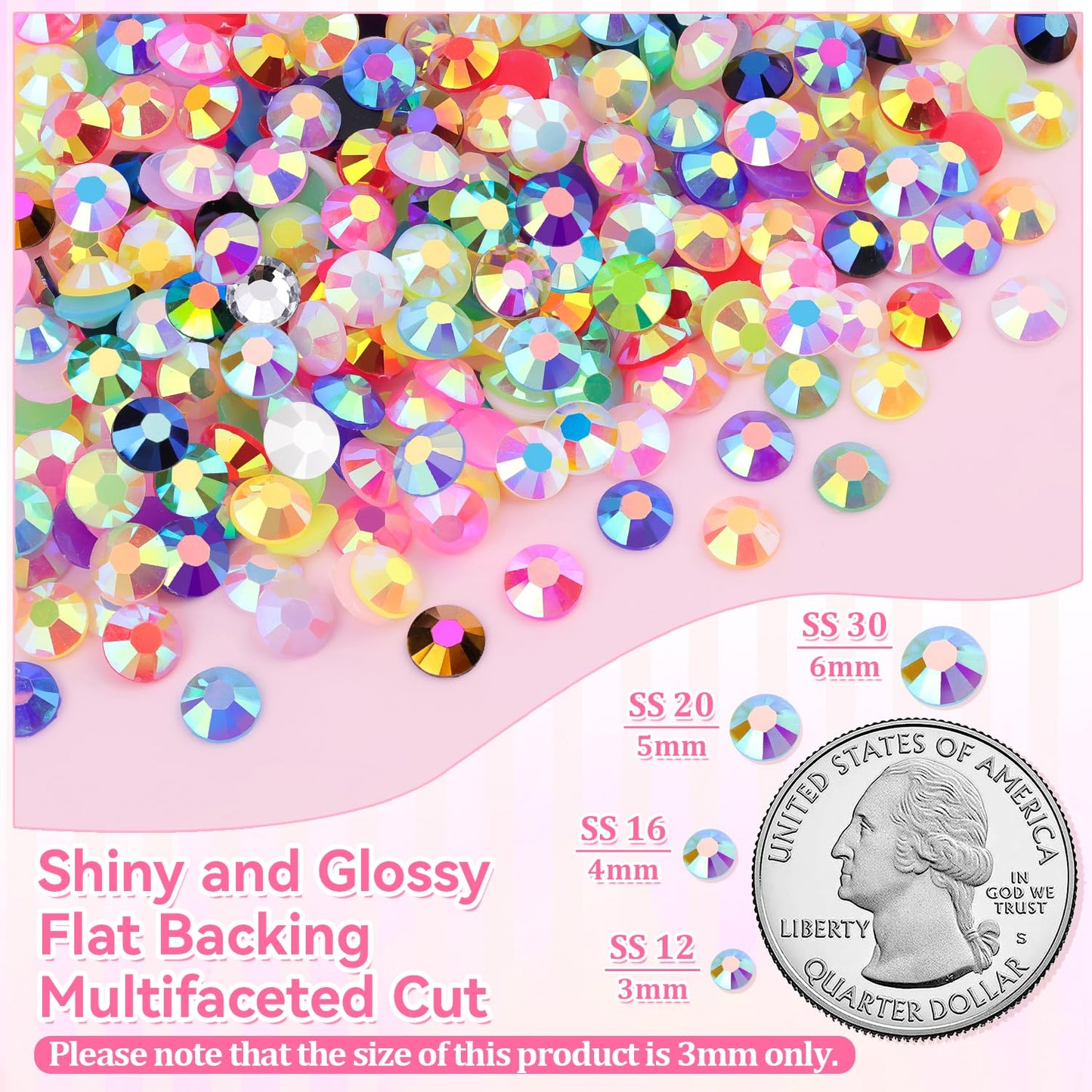 40000Pcs Jelly Rhinestones for Bedazzling Kit, Multi-Color 3mm Resin Flatback Gems with 3Pcs 10ml B7000 Jewelry Glue, Bedazzled Crystal for DIY Crafts Clothing Nail Art Makeup