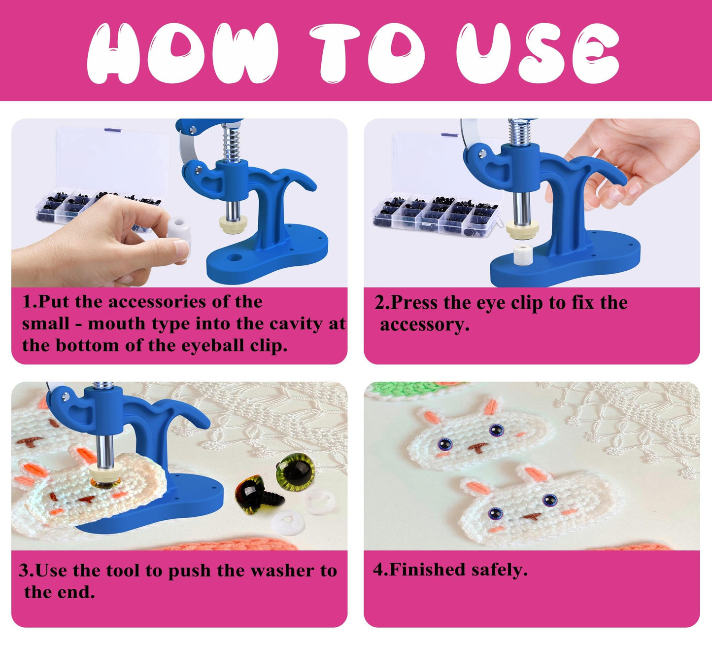GEOCCI Safety Eye Tool Large Size Safety Eye Install Tool for Amigurumi Crochet & Stuffed 5-45mm Animal Eyes Making Supplies Tool It is More Helpful for Large Special Safety Eyes(1PCS)
