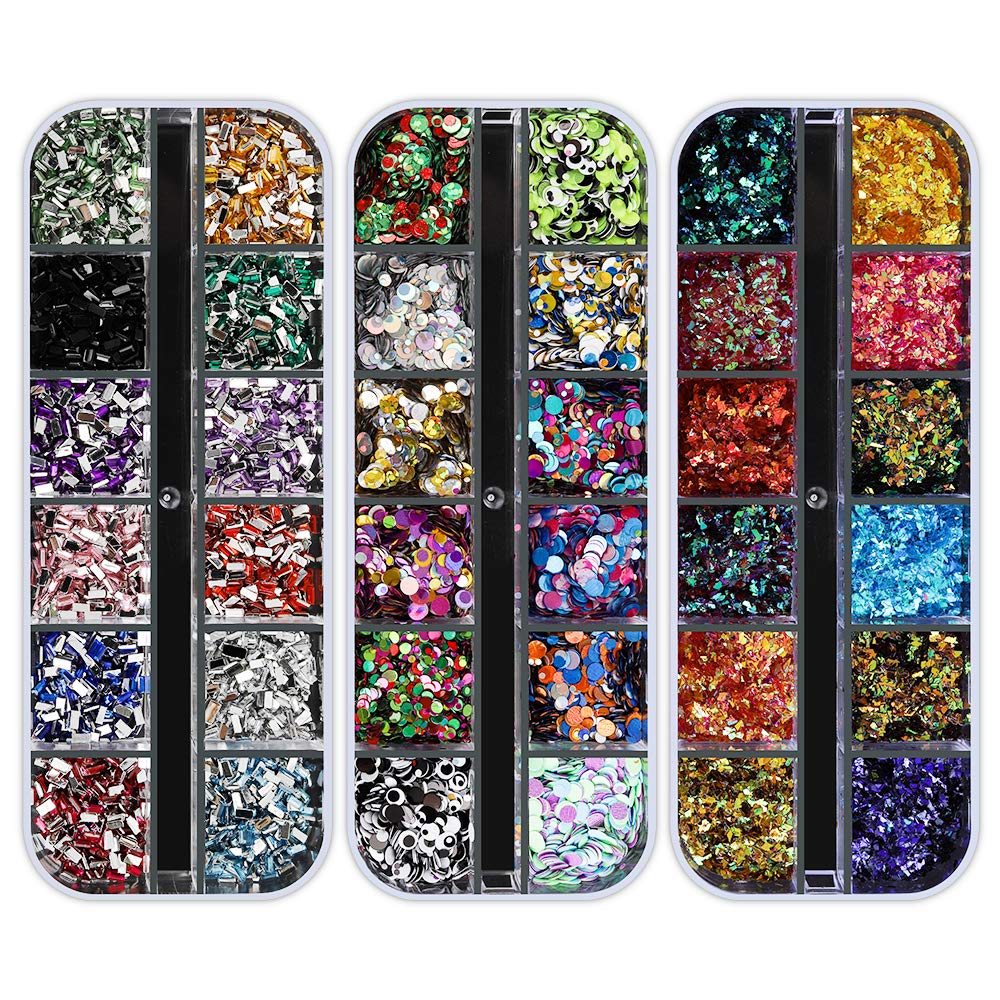 Artdone 12 boxes Nail Rhinestones Glitter,Nail Gems Nail Diamonds,Nail Art Studs Nail Crystals Nail Sequins for Nails Kit with 1 Tweezers and 3 Pen for Nail Art Supplies Accessories